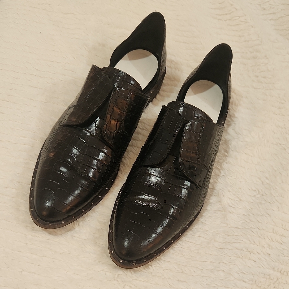 Freda Salvador Black Leather Loafers Slip-Ons
